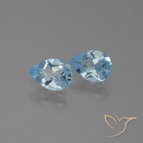 Gemme di Topazio Celeste naturale da 1.61 ct, Forma a pera, VS