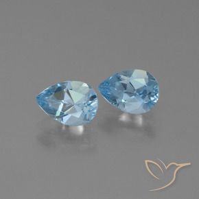 Gemme di Topazio Celeste naturale da 1.76 ct, Forma a pera, VVS-VS
