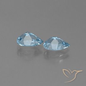 Gemme di Topazio Celeste naturale da 1.76 ct, Forma a pera, VVS-VS