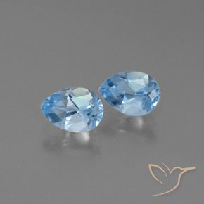 Gemme di Topazio Celeste naturale da 1.61 ct, Forma a pera, VS