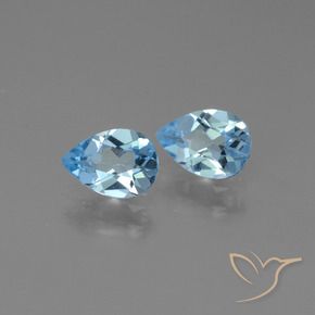 Gemme di Topazio Celeste naturale da 1.60 ct, Forma a pera, VS