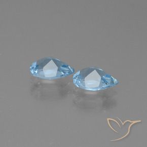 Gemme di Topazio Celeste naturale da 1.60 ct, Forma a pera, VS