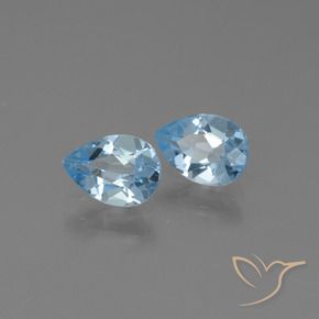 Gemme di Topazio Celeste naturale da 1.64 ct, Forma a pera, VS
