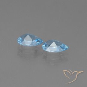 Gemme di Topazio Celeste naturale da 1.64 ct, Forma a pera, VS