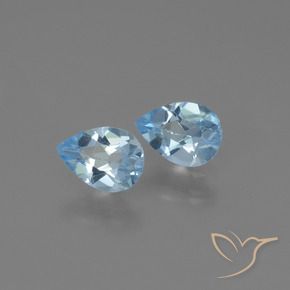 Gemme di Topazio Celeste naturale da 1.60 ct, Forma a pera, VS