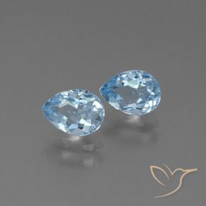 Gemme di Topazio Celeste naturale da 1.81 ct, Forma a pera, VVS-VS