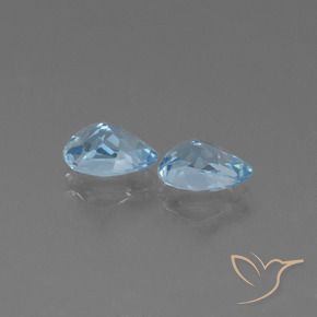 Gemme di Topazio Celeste naturale da 1.81 ct, Forma a pera, VVS-VS