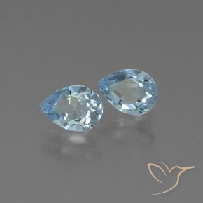 Gemme di Topazio Celeste naturale da 1.79 ct, Forma a pera, VVS