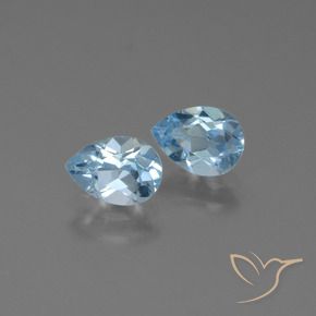 Gemme di Topazio Celeste naturale da 1.65 ct, Forma a pera, VS