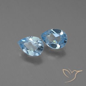 Gemme di Topazio Celeste naturale da 1.65 ct, Forma a pera, VVS
