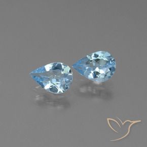Gemme di Topazio Celeste naturale da 1.27 ct, Forma a pera, VVS-VS