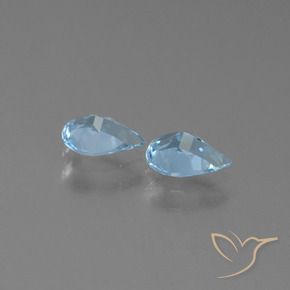 Gemme di Topazio Celeste naturale da 1.27 ct, Forma a pera, VVS-VS