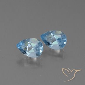 Gemme di Topazio Celeste naturale da 1.80 ct, Forma a pera, VVS