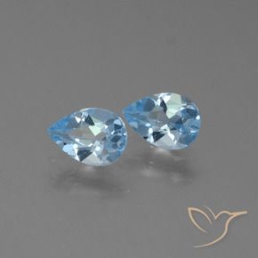Gemme di Topazio Celeste naturale da 1.64 ct, Forma a pera, VVS-VS
