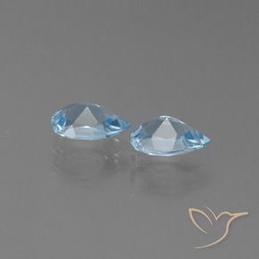 Gemme di Topazio Celeste naturale da 1.64 ct, Forma a pera, VVS-VS