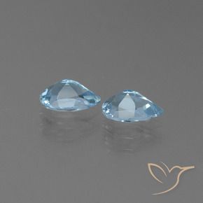 Gemme di Topazio Celeste naturale da 1.69 ct, Forma a pera, VS