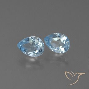 Gemme di Topazio Celeste naturale da 1.72 ct, Forma a pera, VS