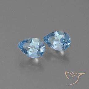 Gemme di Topazio Celeste naturale da 1.72 ct, Forma a pera, VS