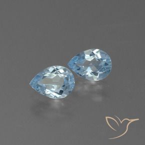 Gemme di Topazio Celeste naturale da 1.62 ct, Forma a pera, VS