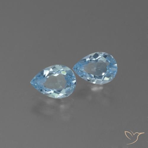 Gemme di Topazio Celeste naturale da 1.68 ct, Forma a pera, VS