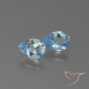 Gemme di Topazio Celeste naturale da 1.64 ct, Forma a pera, VS