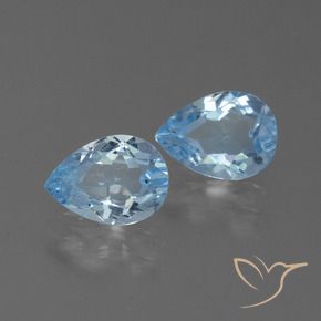Gemme di Topazio Celeste naturale da 1.72 ct, Forma a pera, VVS-VS
