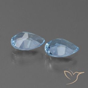 Gemme di Topazio Celeste naturale da 1.72 ct, Forma a pera, VVS-VS