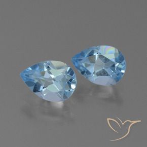 Gemme di Topazio Blu svizzero naturale da 1.67 ct, Forma a pera, VS