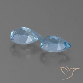 Gemme di Topazio Blu svizzero naturale da 1.67 ct, Forma a pera, VS