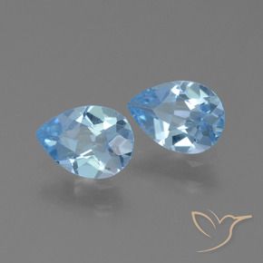 Gemme di Topazio Blu svizzero naturale da 1.53 ct, Forma a pera, VS
