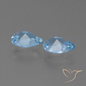 Gemme di Topazio Blu svizzero naturale da 1.53 ct, Forma a pera, VS