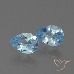 Gemme di Topazio Celeste naturale da 1.57 ct, Forma a pera, VVS-VS