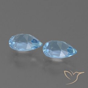 Gemme di Topazio Celeste naturale da 1.57 ct, Forma a pera, VVS-VS