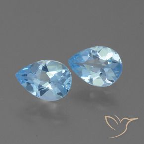 Gemme di Topazio Celeste naturale da 1.60 ct, Forma a pera, VVS-VS