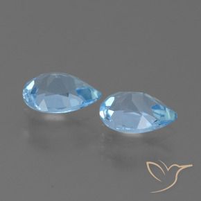 Gemme di Topazio Celeste naturale da 1.60 ct, Forma a pera, VVS-VS