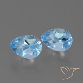 Gemme di Topazio Celeste naturale da 1.87 ct, Forma a pera, VVS-VS