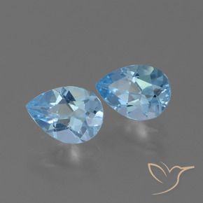 Gemme di Topazio Celeste naturale da 1.64 ct, Forma a pera, VVS