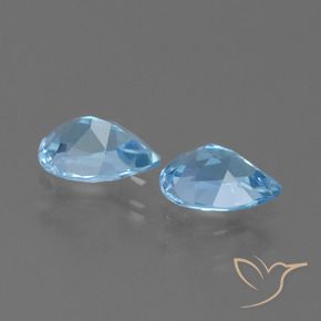 Gemme di Topazio Celeste naturale da 1.64 ct, Forma a pera, VVS