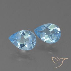 Gemme di Topazio Celeste naturale da 1.64 ct, Forma a pera, VVS-VS