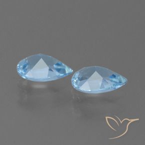 Gemme di Topazio Celeste naturale da 1.64 ct, Forma a pera, VVS-VS