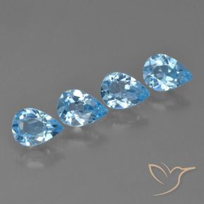 Gemme di Topazio Blu svizzero naturale da 2.87 ct, Forma a pera, VS