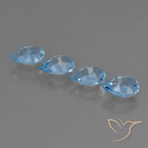 Gemme di Topazio Blu svizzero naturale da 2.87 ct, Forma a pera, VS
