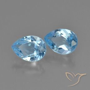 Gemme di Topazio Celeste naturale da 1.70 ct, Forma a pera, VS