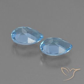 Gemme di Topazio Celeste naturale da 1.70 ct, Forma a pera, VS