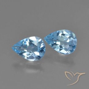 Gemme di Topazio Celeste naturale da 1.40 ct, Forma a pera, VS