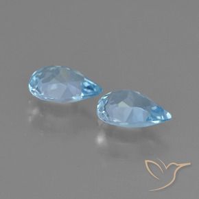 Gemme di Topazio Celeste naturale da 1.40 ct, Forma a pera, VS
