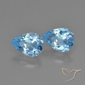 Gemme di Topazio Celeste naturale da 1.53 ct, Forma a pera, VS