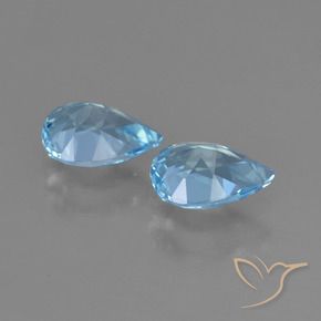 Gemme di Topazio Celeste naturale da 1.53 ct, Forma a pera, VS