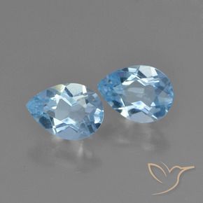 Gemme di Topazio Celeste naturale da 1.56 ct, Forma a pera, VS