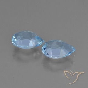 Gemme di Topazio Celeste naturale da 1.56 ct, Forma a pera, VS